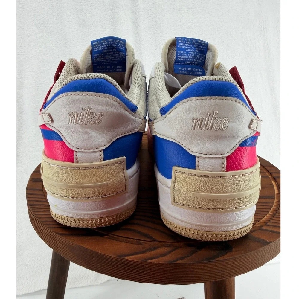 Nike Air Force 1 Shadow Womens White Pink Blue Sneakers CI0919-104 Low Top AF1